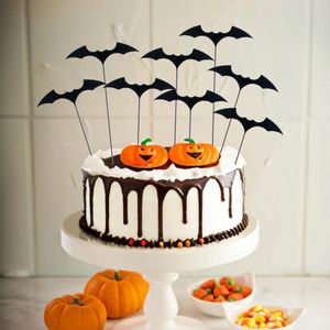 Outils de gâteau 10pcs Halloween Black Bats Toppers Décorations de fête d'anniversaire à thème Fournitures pour enfants Cupcake