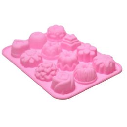 Outils à gâteau 12 cavity fleur en silicone moule à chocolat diy moussé de savon à la main moules de bonbons fondant pour décorer 299i