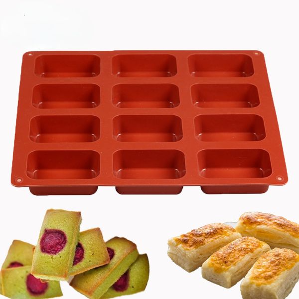 Herramientas para pasteles, molde de pastel de forma cuadrada de 12 cavidades, Mini molde de silicona para pastel de brownie elegante, molde para hornear, bandeja para magdalenas y galletas 230516