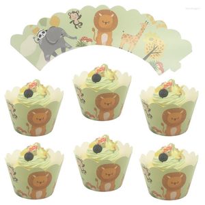 Cake Gereedschappen 12 Stuks Dier Cupcake Wrappers Voor Kinderen Jongen Verjaardagsfeestje Decoartion Baby Douche Gunsten Jungle Safari Jubileumbenodigdheden
