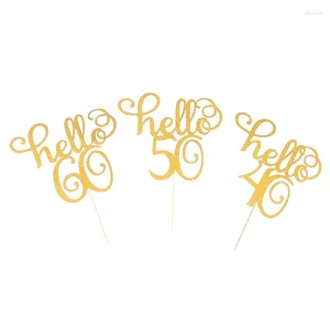 Taart Tools 1Pc Gold Glitter Verjaardag Topper Cupcake Toppers Bruiloft Decoratie Benodigdheden Hello 21 30 40 50 60 Gift