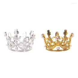 Herramientas para pasteles, 1 unidad, Mini corona, adornos de Tiara de princesa con perlas, suministros para fiesta de cumpleaños, boda, decoración DIY