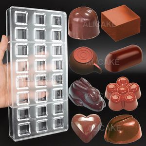 Outils de gâteau 1pcs moules à chocolat polycarbonate bonbons cube coeur capsule forme confiserie casseroles plateaux acrylique ustensiles de cuisson moule à pâtisserie 231216