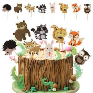 Outils de gâteau 24 pièces décorations de fête Cupcake ornements bébé décor décoration animaux de la jungle forêt forme ingrédients choix