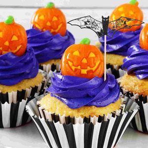 Taartgereedschappen 24-delige Halloween-decoraties Vleermuis Cupcake-picks Toppers