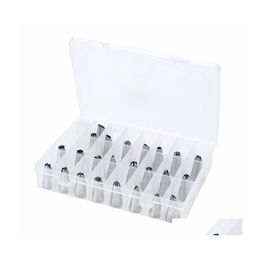 Outils de gâteau 24pcs en acier inoxydable bricolage outil de décoration fleur pi kit buses de glaçage livraison directe maison jardin cuisine bar à manger Bakewar Otmfx