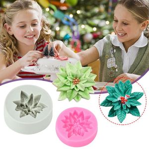 Cake Tools 3D Kerstmis Holly Leaf Siliconen Mold Baking Decoratie Chocolade Soap Rood Fruit Flower Fondant Mold keukengereedschap gereedschap