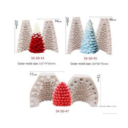 Cake Tools 3D Kerstboom dennenkegel sile kaarsen schimmel zeep klei maken diy decor 201023 drop levering home tuin keuken dineren b dhxpg