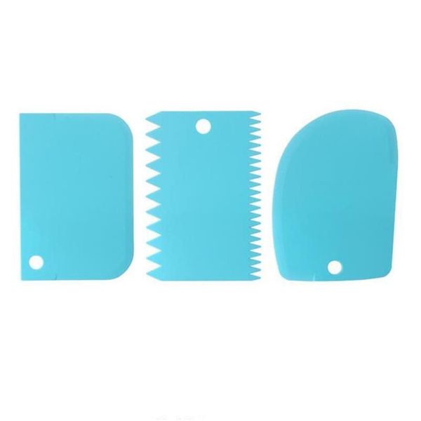 Outils de gâteau 3pcs / Set Cuisson Pâtisserie Couteau à pâte en plastique Glaçage Fondant Grattoir Décoration Plaine Lisse Jagged Edge Spatas Cutters Drop de DHF9E