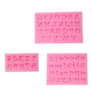 Herramientas de pastel 3 unids/set letras en forma de molde de silicona pasta de azúcar 3D herramienta de decoración de Fondant cocina hornear regalo DIY