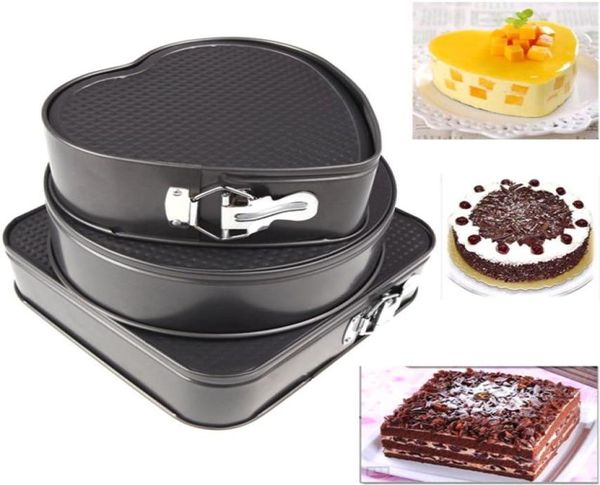 Outils de gâteau 3pcseset carré coeur rond moule anniversaire métal métal boucle boucle chocolat pain pain mousse fournit des fournitures 3157833