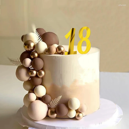 Outils de gâteau 40pcs décorations d'anniversaire marron Blush Golden Balls Decor Toppers Numéro acrylique Topper DIY Dec de décor