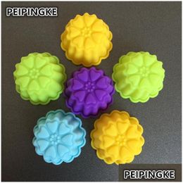 Herramientas para pasteles 5 Unids / lote Sile Molde de Chocolate Flores Cupcake Hornear Diy Mini Jabón 3 Cm Pudín Mod Drop Delivery Hogar Jardín Cocina Dinin Dhnof