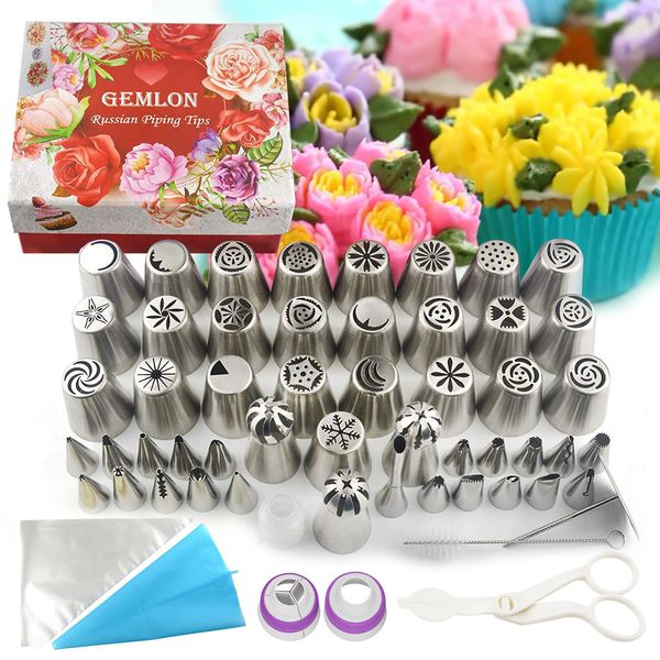 Gâteau Outils 88PCSSET Tulipe Russe Glaçage Tuyauterie Buses En Acier Inoxydable Fleur Crème Pâtisserie Astuce Cuisine Cupcake Décoration 230719