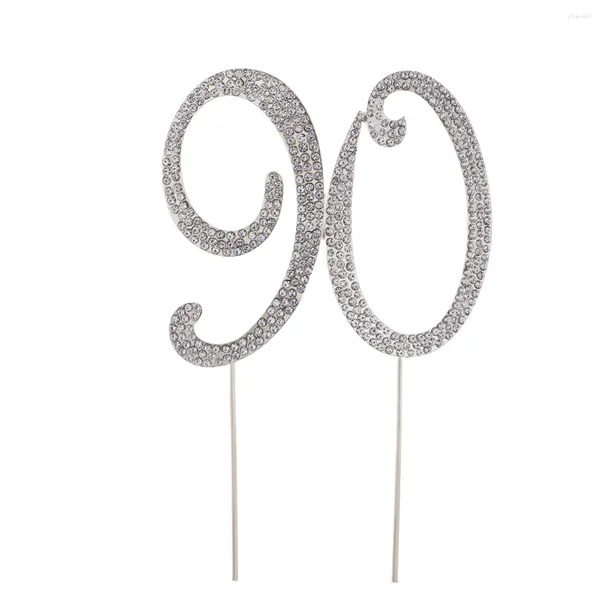 Herramientas para pasteles 90 Aniversario Topper Número Rhinestone Decoraciones de boda Ceremonia Adorno de cumpleaños