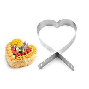 Outils de gâteau réglables en forme de cardiaque en acier inoxydable anneau de boulange de boulangerie ou outils de boulangerie Mouss Mouss Anneau de gâteau SN4352