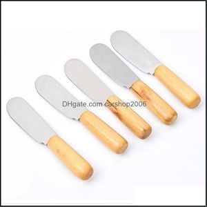 Outils de gâteau ustensiles de cuisson cuisine, bar à manger maison jardin 10 cm en acier inoxydable spata beurre crème grattoir avec manche en bois couteau à fromage kitche