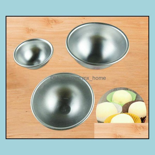 Herramientas para pasteles Utensilios para hornear Cocina Comedor Bar Home Garden Baker Tool 3D Bola de aleación de aluminio Esfera Bomba de baño Molde para hornear Dhuhc