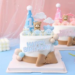 Décoration de gâteau en forme d'ours, outils de décoration de Train d'anniversaire, pour fête prénatale, garçon et fille, premier Cupcake, décoration de mariage pour la saint-valentin