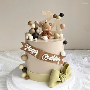 Outils de gâteau, décoration d'ours, décoration d'anniversaire, Figurine en caoutchouc, boules en mousse, Cupcake, réception-cadeau pour bébé, fête à thème Teddy