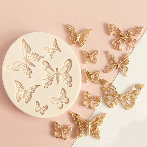 Herramientas de pastel Mariposa Fondant Silicona Sugarcraft Decoración de bodas Resina Moldes de chocolate para hornear 231202