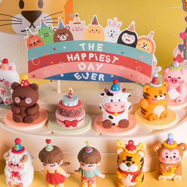 Herramientas para Tartas, adorno de animales salvajes de dibujos animados, decoración para fiesta de primer cumpleaños, recuerdo para niños, Cupcake, jungla, Baby Shower, suministros para niños y niñas