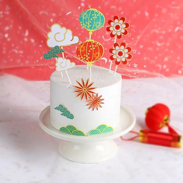 Herramientas para pasteles Chinoiserie, decoración de feliz cumpleaños para cupcakes, decoración de boda, aniversario para niño o niña