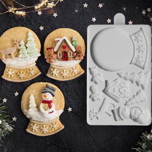 Cake Tools Christmas Snowglobe Siliconen Mal Fondant Decoreren en Koekjes Schimmel Sugarcraft Chocolade Bakken Tool Keukengerei 230731