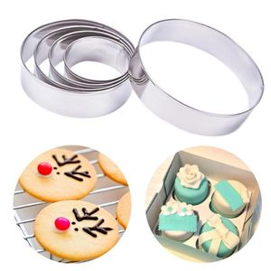 Outils de gâteau Cookie Circle Cutter Moules Mousse Acier 5pcs / Set Fondant Décoration Cuisine Ronde En Acier Inoxydable Baking242n