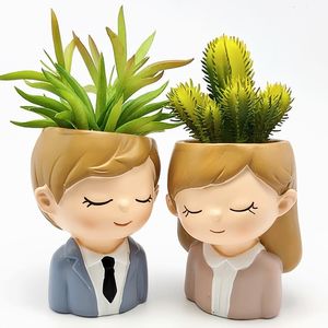 Outils de gâteau Couple pot de fleurs plante moule en silicone bricolage faisant de la résine vase en béton mini bonsaï cactus maison outil de décoration de mariage 230719