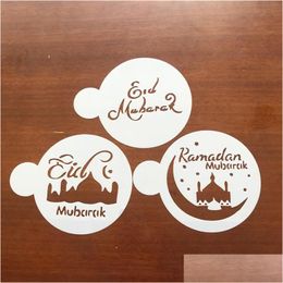 Cake Tools Creative Cake Decor Stencil Pet Mosque Eid Mubarak Ramadan Design Fondant Coffee Spraying Decoración Herramienta Cortador Molde 2 2 Dh6I4