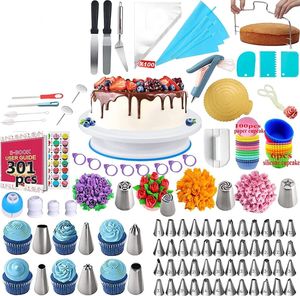 Kit de décoration d'outils de gâteau 301 pièces fournitures avec plateau tournant pour poche à douille de pâtisserie embouts russes 230714