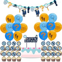 Taart Tools Detective Spy Agent Thema Decoraties Banner Cupcake Topper Set Ballon Jongens Meisjes Kinderen Volwassen Verjaardagsfeestje