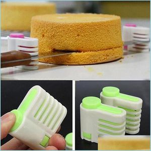 Cake Tools Diy Cake Slicers 5 lagen taart Slicer plaatgids Cutter Server Brood snijden Fixator Tool Keuken Bakeware Drop levering 2 DHMN9