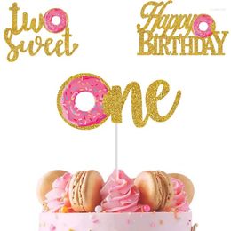 Herramientas para pasteles, adorno de cumpleaños de donut para bebé, decoración de dos cupcakes dulces de primer año