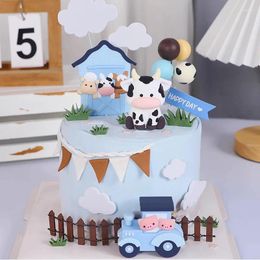 Décorations à thème de ferme, outils à gâteaux, décoration de tracteur de vache, mouton, cheval, hangar pour enfants, fête d'anniversaire, réception-cadeau pour bébé