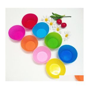 Cake Tools Fashion 7Cm Forma redonda Sile Muffin Cases Cake Cupcake Liner Molde para hornear 7 colores Elija Ly 449 V2 Drop Delivery Home Gard Dhl0P