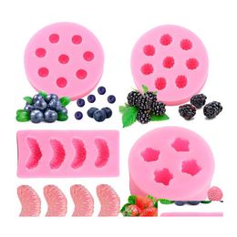 Cake Tool Fruit Stberry Blueberry MBerry Sile Mold ananas Oranje Fondant Chocolate Jelly Candy Rep Decorating Tool Drop Dhuie Dhuie