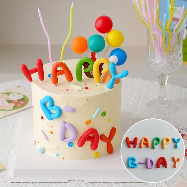 Outils de gâteau Joyeux anniversaire Topper Décoration colorée Lettre anglaise Cupcake de mariage pour la fête