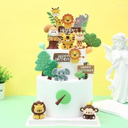 Outils de gâteau, décoration d'animaux de la Jungle, Zoo, Lion, tigre, éléphant, décorations de fête prénatale, Safari pour enfants, fête d'anniversaire