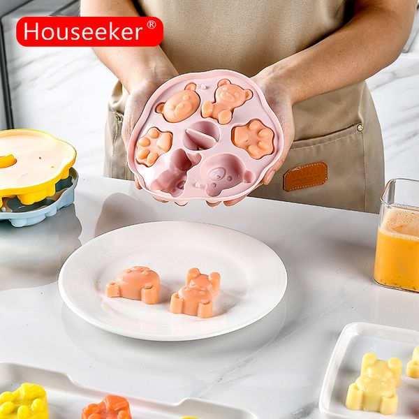 Outils de gâteau Petit ours Moules en silicone pour la cuisson Outil de décoration avec couvercle Moule à gelée de crème glacée Complément alimentaire pour bébé Lait cuit à la vapeur 230518