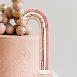 Taart Tools Lange Regenboog Taart Topper Handgemaakte Gevlochten Taart Decoraties voor Thuis Boho Bruiloft Baby Douche Meisjes Jongens Verjaardagsfeestje benodigdheden 231130