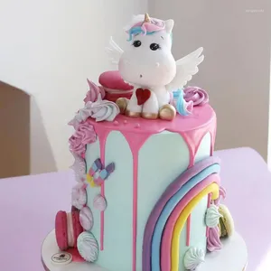 Outils de gâteau ailes d'amour licorne bricolage décor arc-en-ciel cheval Topper Happy Unicornion fille 1er anniversaire fête poney bébé douche enfants