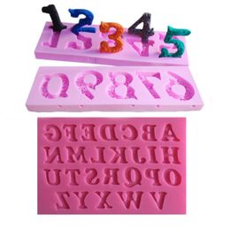 Herramientas para pasteles, números, letras del alfabeto, molde de silicona, decoración de Fondant, moldes de jabón de caramelo y Chocolate, forma de Moule