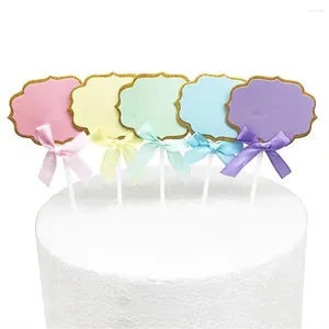 Outils de gâteau décoration de Cupcake en papier avec Kit de décoration de nœud papillon étiquettes inscriptibles ruban pour Cupcakes