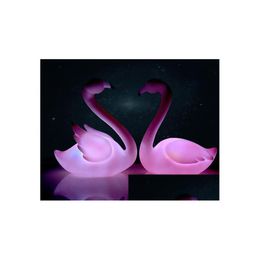 Outils de gâteau Décoration de gâteau de flamant rose pour anniversaire de mariage, LED clignotante, veilleuse lumineuse, décoration de fête de noël pour poule Dhrff