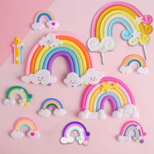 Outils de gâteau, décoration d'anniversaire arc-en-ciel, décorations de dessin animé mignonnes pour enfants filles, Cupcake nuage heureux