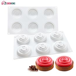 Cake Tools Shenhong 6 Holes Rimple Shape Siliconen Mold voor bakdecoratie schimmel dessert mousse pan bakeware moule gebak