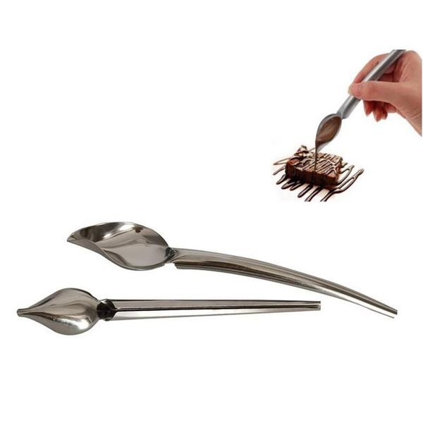 Herramientas para pasteles Cuchara de chocolate de acero inoxidable Hornear Decoración de bricolaje Cucharas de filtro Cuchara de escritura Herramienta de cocina Dhs Drop Delivery Dhgarden Dh59G