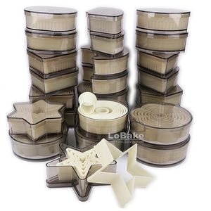 Herramientas para pasteles Varios tamaños Corazón ovalado Cuadrado redondo Estrella Luna Forma de flor Nylon Plástico Galleta Cortador de galletas Decoración DIY Cortadores de pastelería 231216